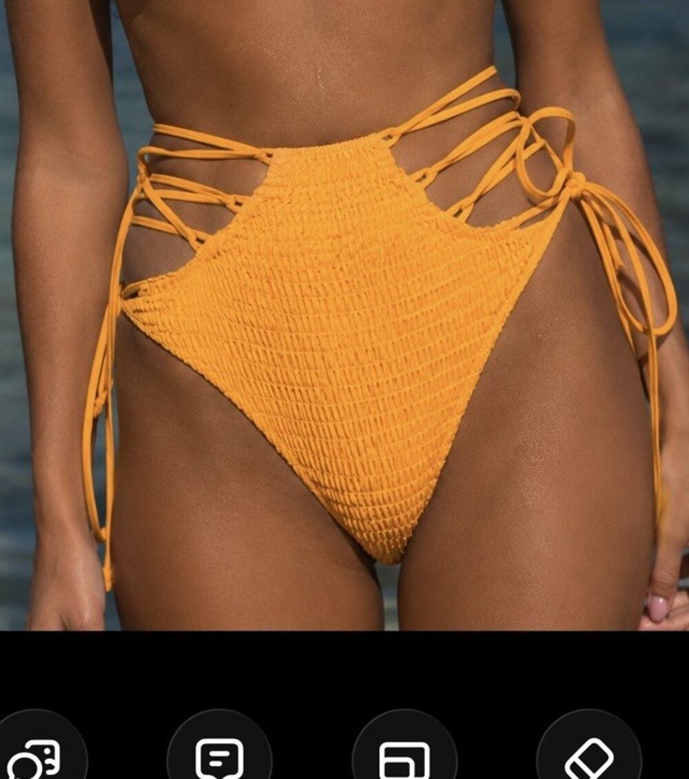 BFYNE Bikini Swimsuit Bottom Amaya M Lemon Chrome New